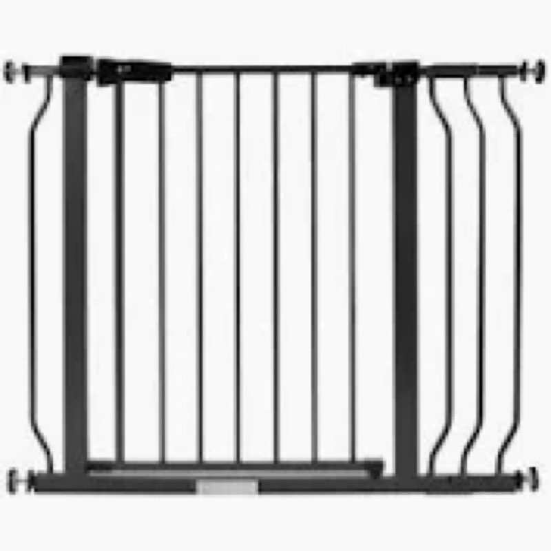 Cumbor 29.7-48\" Baby Gate for Stairs, Mom's Choice Awards Winner-Dog Gate for Doorways, Auto Close Safety Pet Gate for Dogs Indoor, Easy Install Pressure Mounted Child Gate with Walk Thru Door, Black