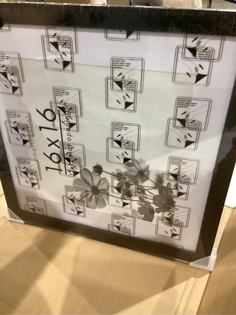 Condition photo showing Good Condition for americanflat 16x16 picture frame with polished plexiglass - use as 12x12 frame with mat or display 16x16 photo without mat - hudson collection - wide square frames for wall display - black black 16x16