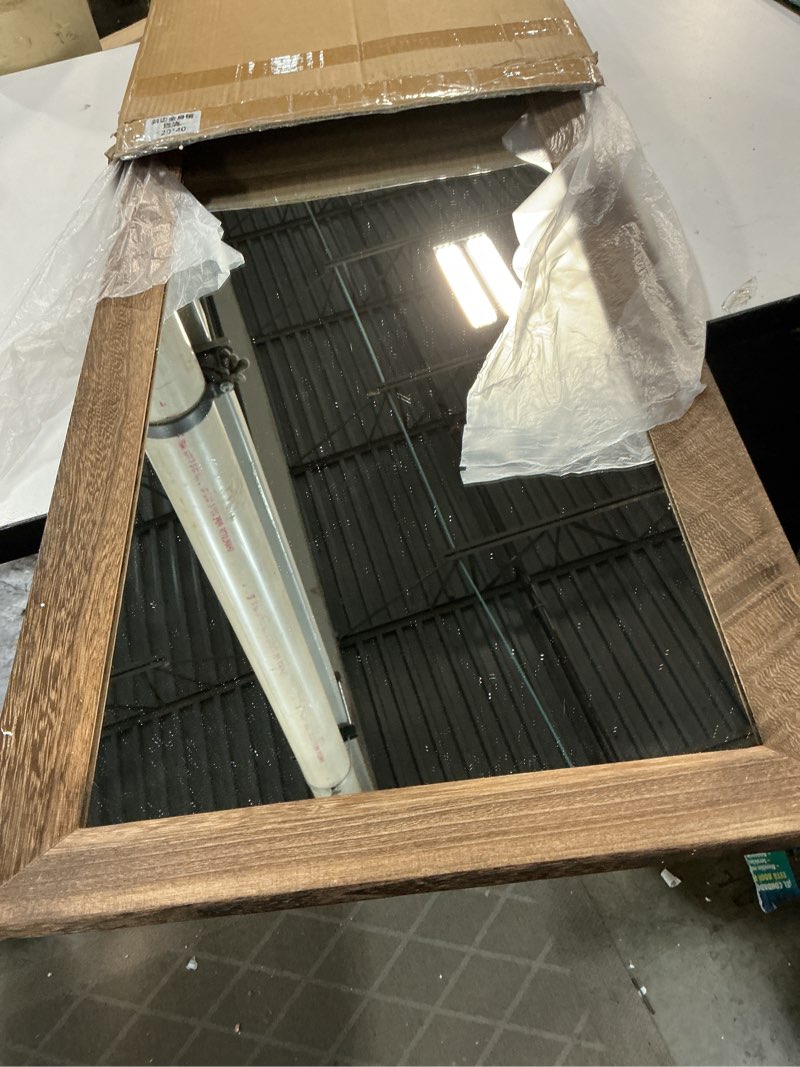 Condition photo showing Good Condition for aazzkang hanging mirror full length retro large wooden framed full body mirrors 47"x16" for bedroom living room bathroom wall mounted vertically or horizontally 47"l x 16"w retro brown