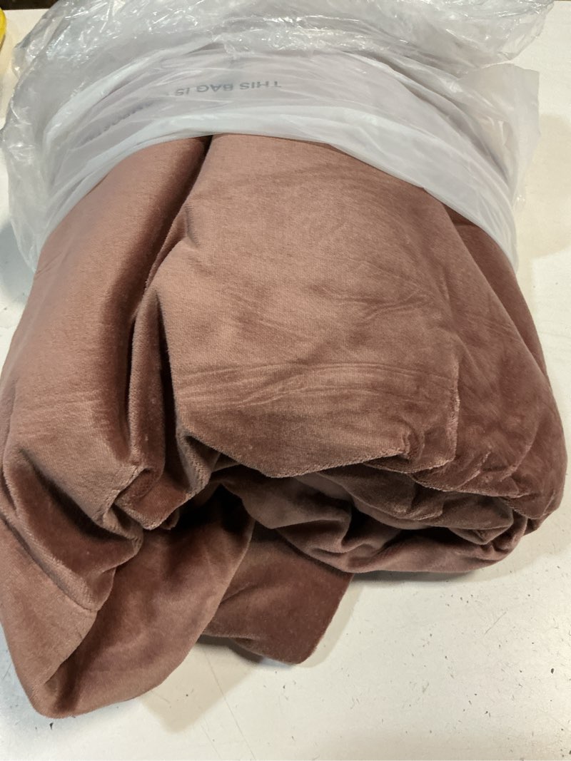 Condition photo showing Good Condition for quince cotton velvet room darkening curtain, 48x108, mauve single panel
