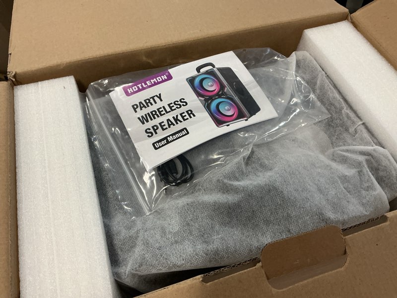 Condition photo showing Good Condition for hotlemon large bluetooth speaker: 240w peak powerful loud sound with deep bass, 15h playtime, fast charge, tws, portable wireless speakers for outdoor, party, beach, backyard, home, outside (black)