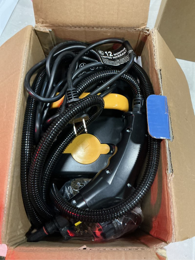 Condition photo showing Good Condition for 10s fast heating heavy duty steam cleaner 7 adjustable levels, 1.6 quarts tank, continuous spray, natural deep cleaner, portable handheld steamer with 15 accessories for home, car, tile (yellow)