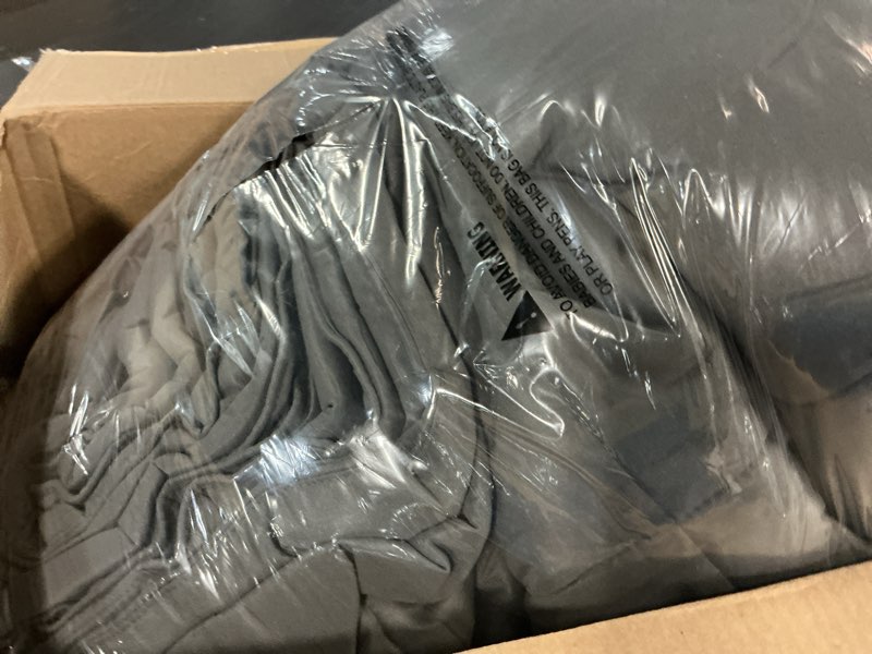 Condition photo showing As Is for stwiener alaskan king comforter 132"x 120"- oversized extra large cloud soft marshmallow puff lightweight quilted down alternative, fluffy breathable microfiber duvet insert w/8 tabs all season, grey grey alaskan king(120''x132'')