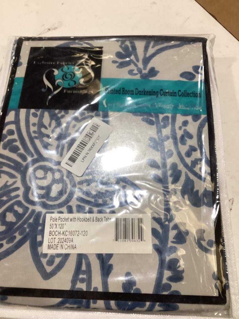 Condition photo showing item condition for hpd half price drapes printed room darkening curtains for bedroom, living room 50 x 120 (1 panel), boch-kc16072-120, tea time china blue tea time china blue 50"w x 120"l (pack of 1)