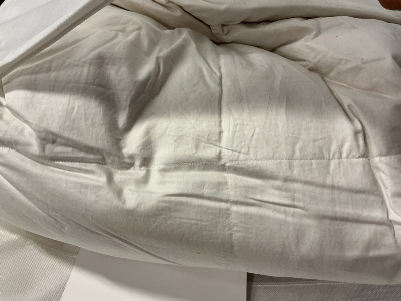 Condition photo showing As Is for lightweight premium down duvet insert, king/cal king, down