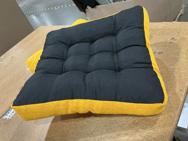 Condition photo showing As Is for tromlycs floor pillow seating cushions for adults sitting large square pillow gel memory foam 20 x 20 x 4 inch light yellow set of 2