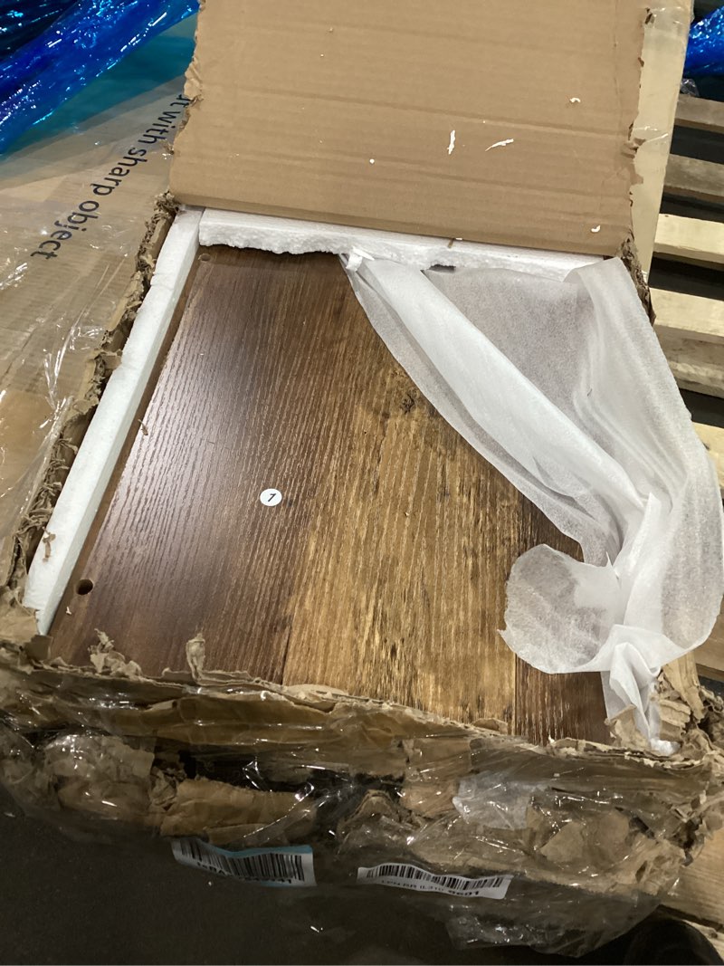 Condition photo showing New/Like New for LITTLE TREE 63 Inches Long Console Table, 2-Tier Farmhouse Sofa Table Behind Couch, Large Narrow Entryway Table for Living Room, Wooden Hallway Foyer Table with Heavy Duty Base, Rustic Brown and Grey