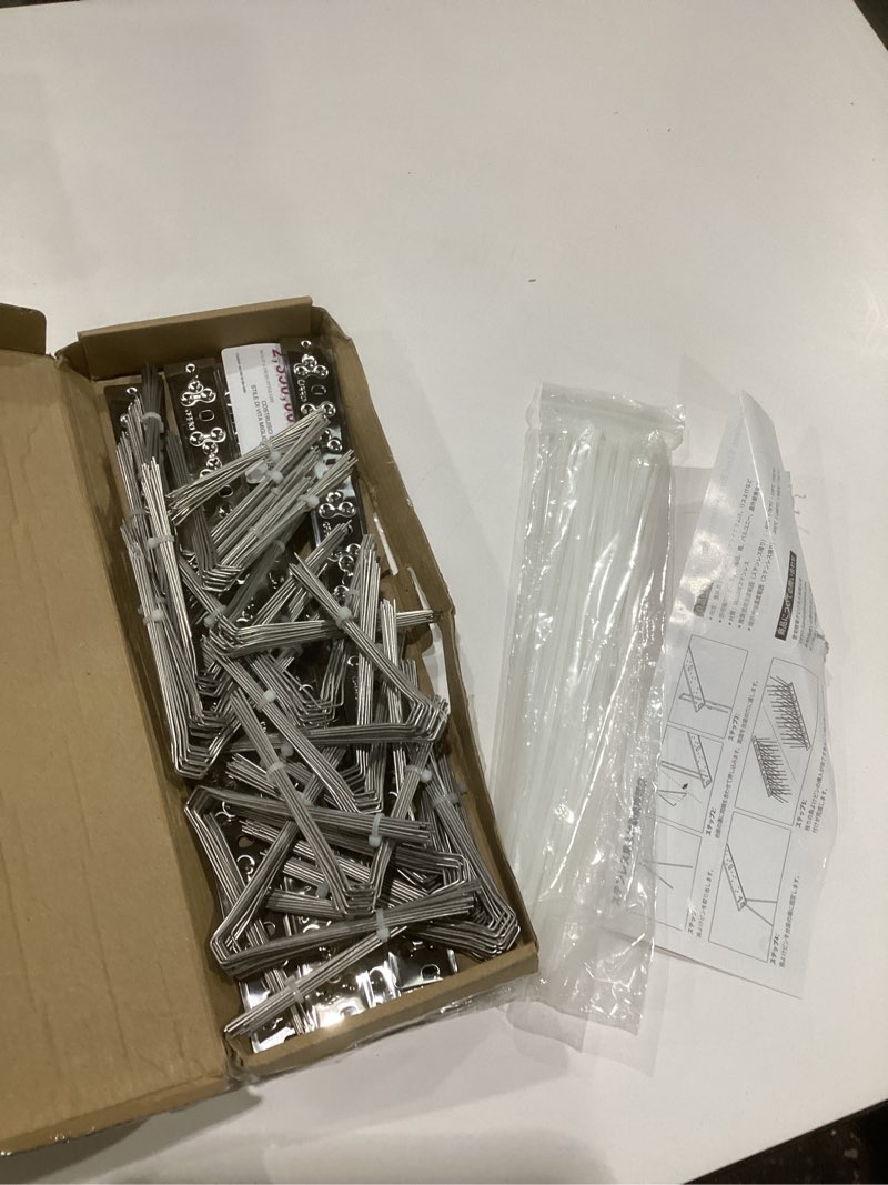 Condition photo showing As Is for offo bird spikes with stainless steel base, durable bird spikes arrow pigeon spikes fence kit for keeping small bird, crows and woodpeckers away, covers 25 feet(7.6m)