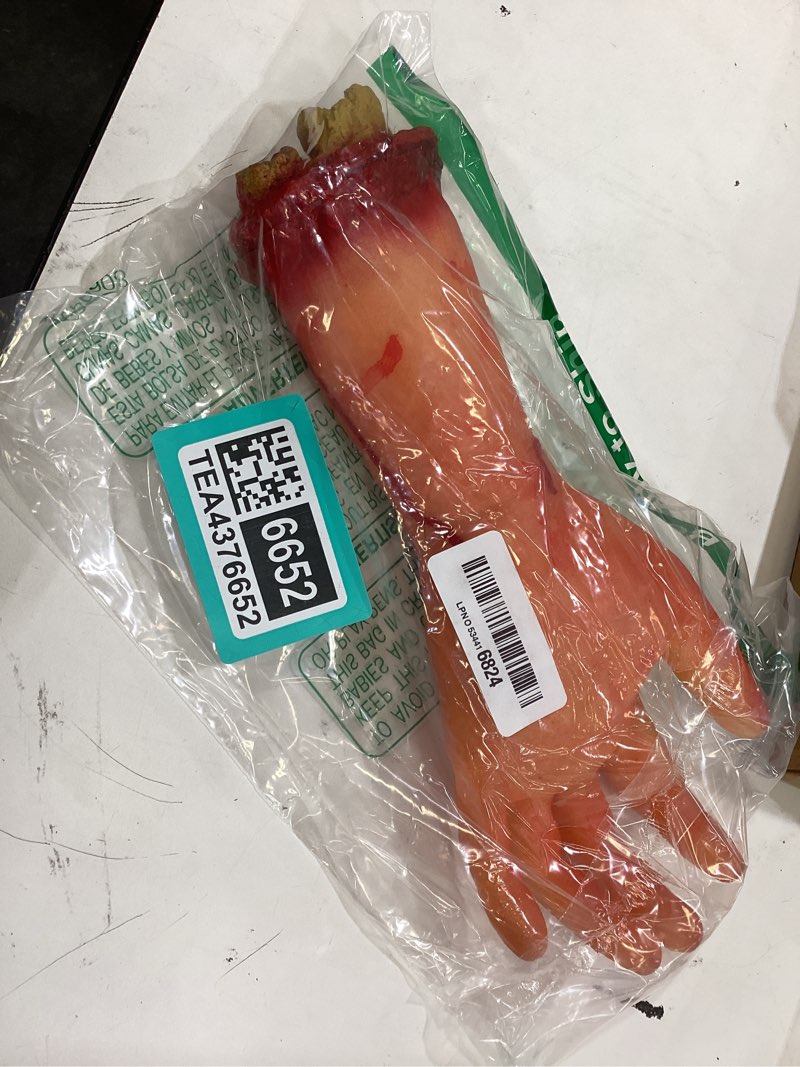 Condition photo showing New/Like New for body parts halloween props, bloody fake severed broken hand for haunted house halloween scary party decorations supplies (blood hand)