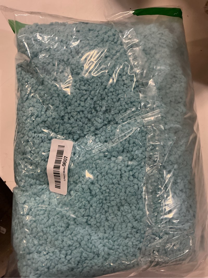 Condition photo showing Good Condition for bathroom rugs non slip washable, ultra thick soft microfiber absorbent bath mats, high density foam latex non slip backing bath rugs, fluffy floor carpet for tub&shower 24x17, beige 24\" x 17\"(small bathroom rug) blue