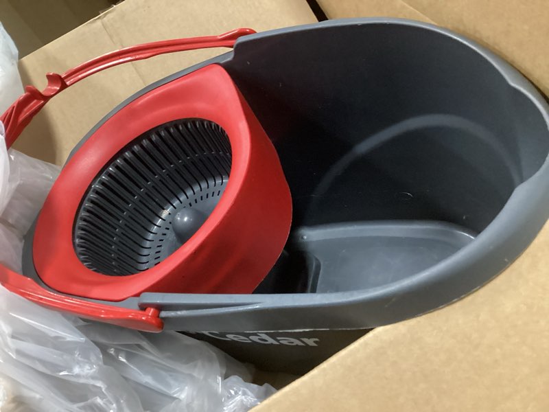 Condition photo showing As Is for O-Cedar EasyWring Microfiber Spin Mop, Bucket Floor Cleaning System, Red, Gray, Standard