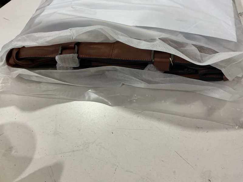 Condition photo showing New/Like New for lovevook laptop tote bag for women, 17.3 inch large capacity vintage leather work computer bag, business casual shoulder handbag, dark brown 17.3 inch dark brown