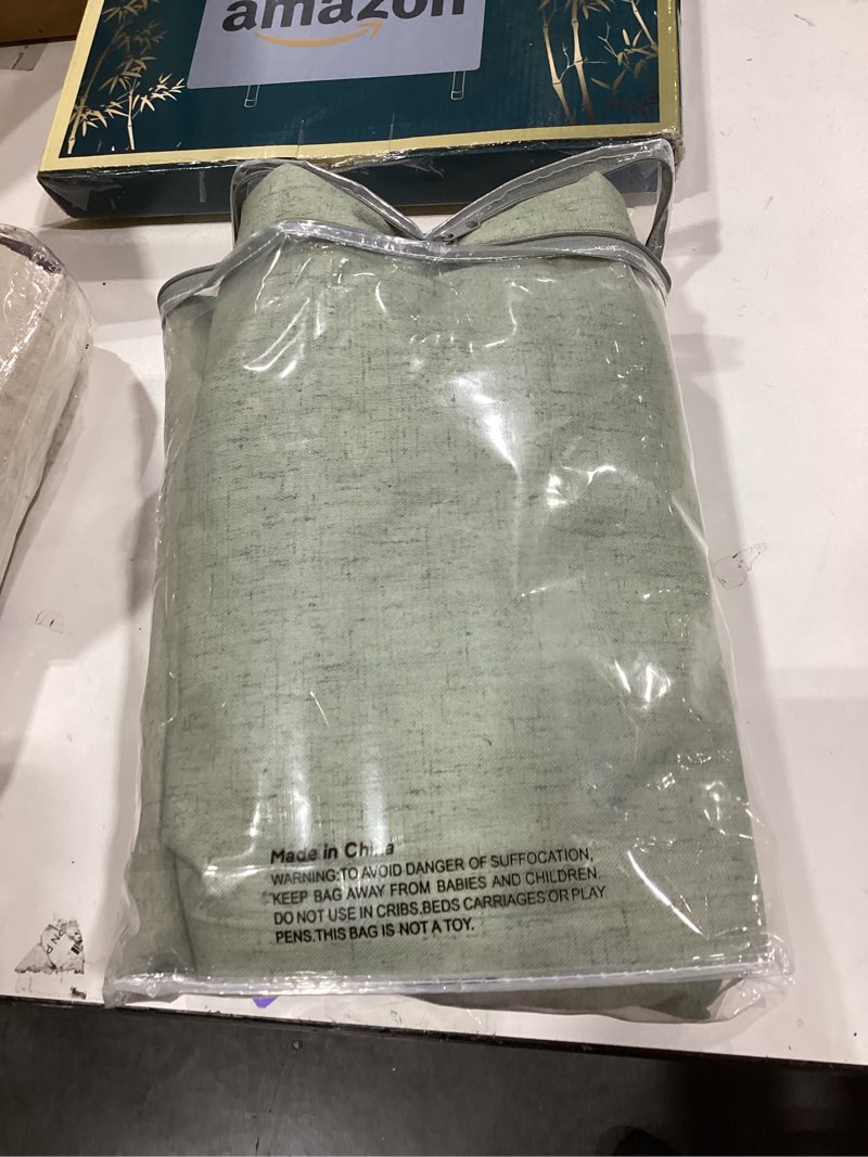 Condition photo showing New/Like New for joywell 100% blackout linen curtains 84 inch long for bedroom sage green black out curtain 2 panels room darkening drapes for living room window rod pocket back tab hook belt,52 x 84 sage green 52"w x 84"l (pack of 2)