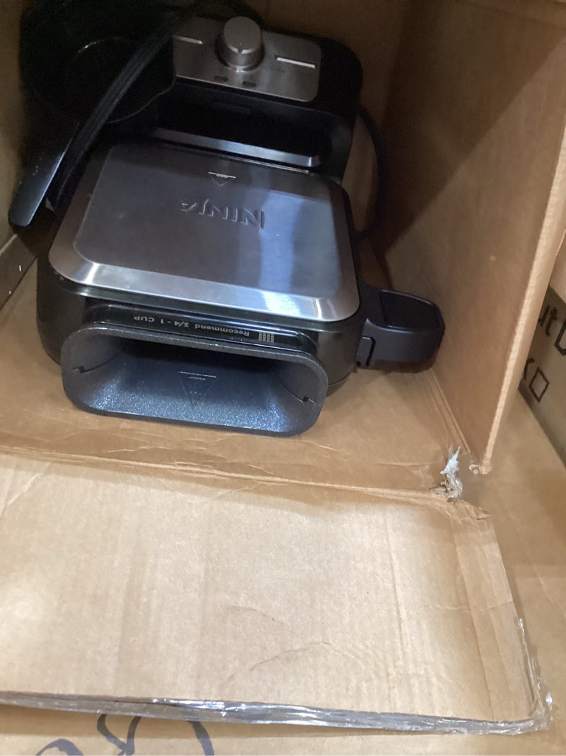 Condition photo showing As Is for ninja belgian waffle maker pro | vertical design | 5 shade settings with precision-pour cup & chef-curated recipe guide | black & silver | bw1001