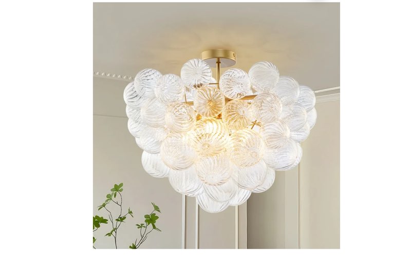 (Incomplete) Longree Cluster Bubble Ball 6-Light Casual Chandelier, Gold Finish