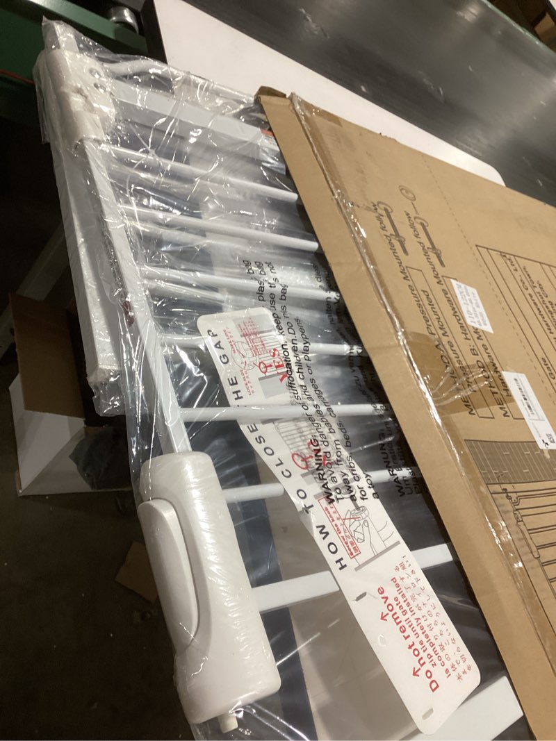Condition photo showing Good Condition for Safety Baby Gates for Doorway Stairs 43.5-48 Inch Extra Wide Child Gate for Kid Pet Dog Gate Indoor Pressure Mounted No Drill Baby Gate White 43.31"-48.03"/110-122cm