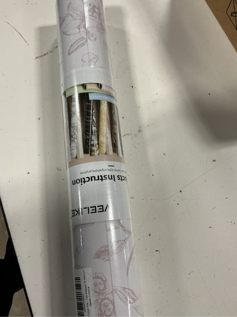 Condition photo showing New/Like New for veelike sketch cottage floral wallpaper peel and stick vintage dusty pink toile wallpaper for bedroom bathroom 17.7''x354'' removable self adhesive botanical flower wall paper for nursery girls room 17.7" x 354" dusty pink