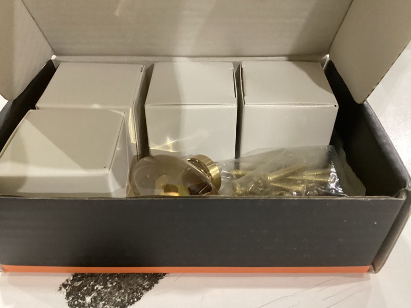 Condition photo showing As Is for Champagne-Bronze Crystal-Brass Drawer Cabinet Knobs - 5 Pack Glass Brushed Gold pulls Hardware for Dresser Kitchen Bedroom Bathroom Oval