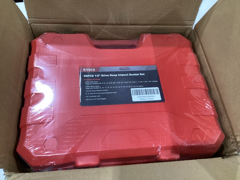 Condition photo showing Good Condition for 69pcs 1/4”&3/8\"\" Drive Impact Socket Set,Drive Master Socket Set,SAE/Metric, Deep & Shallow with Drive Head Ratchet,Drive Spark Plug Socket,Extension bar (3” & 6”),6 Point,CR-V Steel, Mirror 69PCS 1/4&3/8inch, SIMILAR TO STOCK PHOTOS