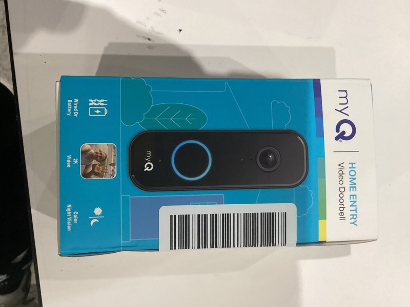 Condition photo showing item condition for Chamberlain myQ Video Doorbell | 2K Camera, Battery/Wired, Color Night Vision, Live View with 2-Way Talk, Motion Detection & Real-Time Alerts, 150 Deg Wide View, Black