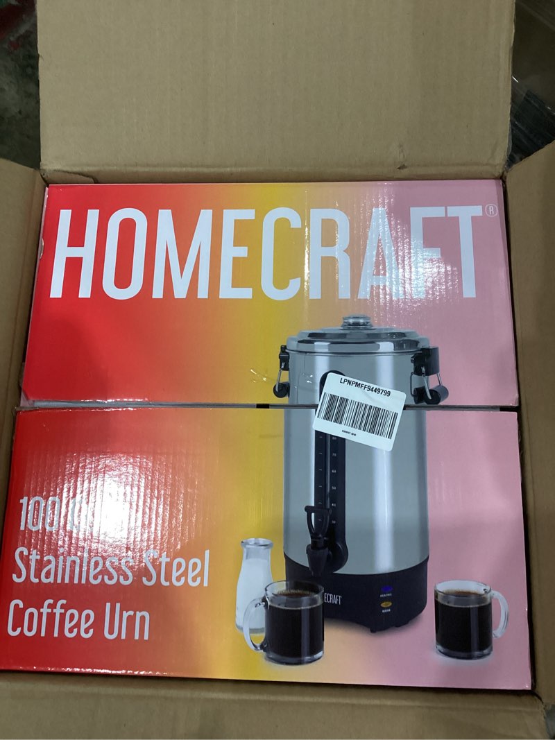 Condition photo showing Good Condition for homecraft 100-cup coffee urn and hot beverage dispenser with dripless faucet, quick-brewing, stainless steel 100 cup