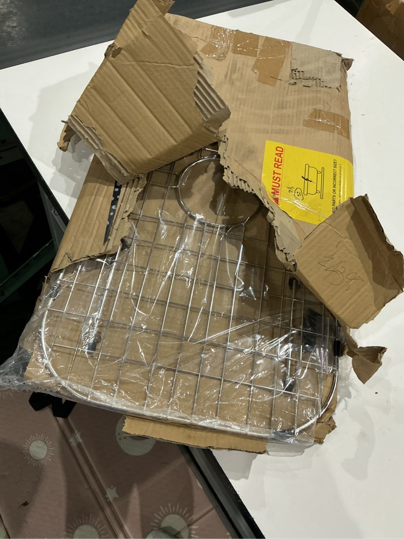 Condition photo showing Good Condition for 18.11 in. x 13.39 in. center drain heavy-duty stainless-steel sink grid