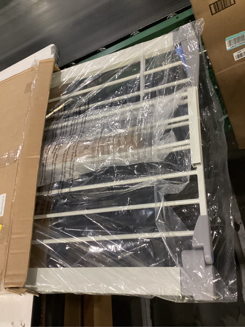 Amazon Basics Adjustable Wide Walk Through Metal Pet Gate, 28.3 x 1 x 30 inches, White and Grey