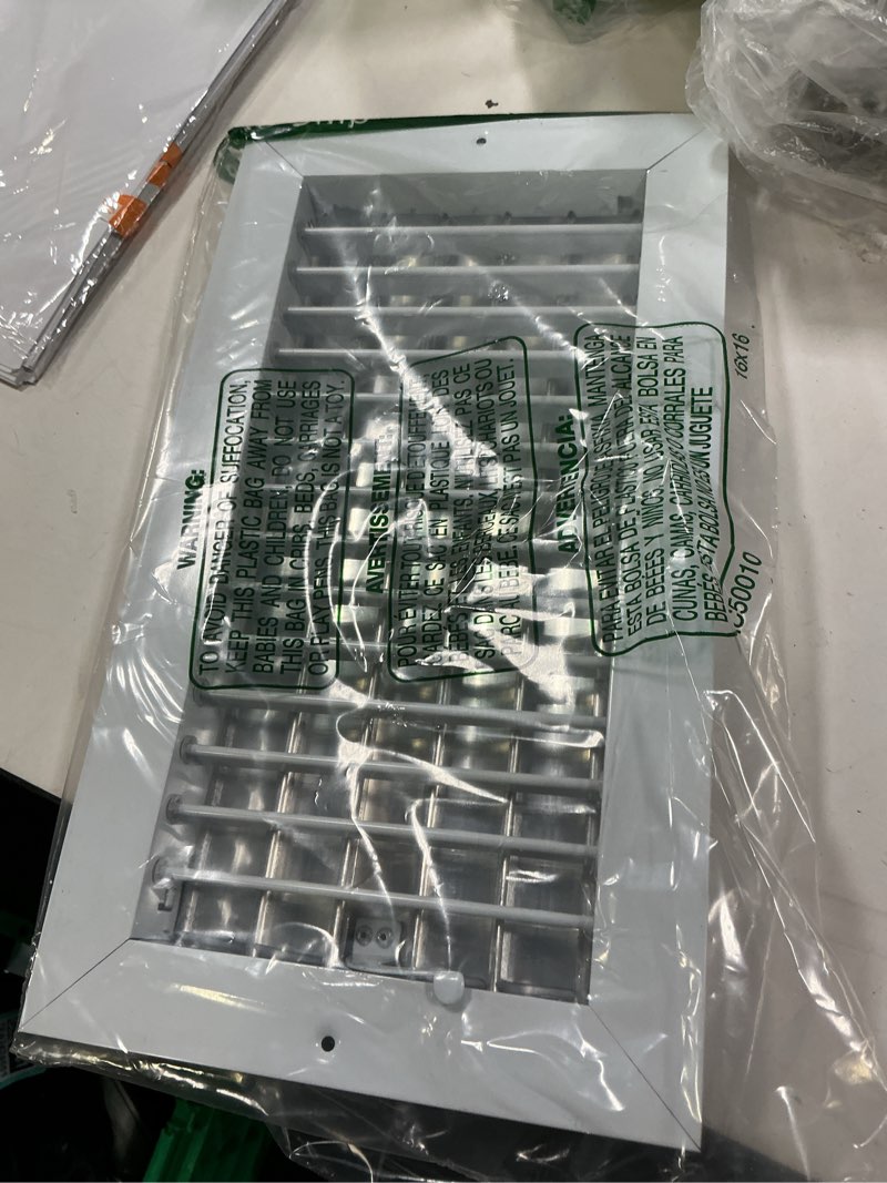 Condition photo showing Good Condition for 12" x 6" (Duct Opening) Register Vent Cover – Adjustable Single Deflection Aluminum HVAC Grille for Heater, Decorative Ceiling Wall Air Supply Multi-Shutter Damper – Durable & Rustproof ACLAMINAIRE 12” x 6” Duct Hole