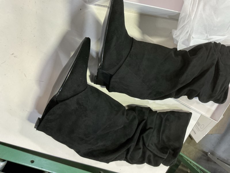 Condition photo showing Good Condition for WAYDERNS Knee High Boots for Women Wedge Heel Slouchy Pointed Toe 4 Inch Pull on Tall Boots Comfortable Casual Work Party Fall Winter Shoes( size  8:5