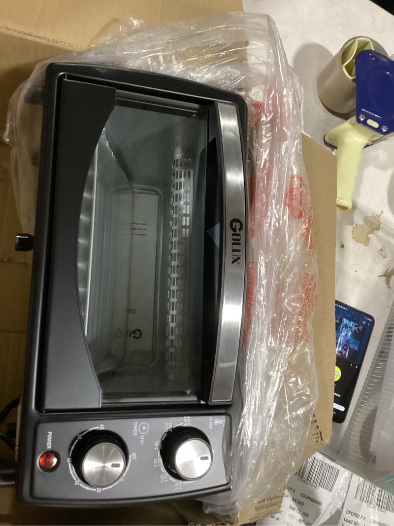 Condition photo showing New/Like New for Countertop Mini 4 Slice Toaster Oven, Compact 9.6L Mini Toaster Oven, Even Heating, For Toast, 8" Pizza?Bake and Broil in Apartment, Dorm, Suitable For 2-3 Persons