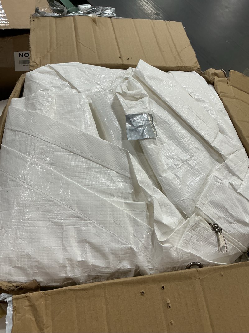 Condition photo showing As Is for Generic Carport Replacement Sidewall Replacement Side Panel Tarp Top for 10' x 20' Carport Frame Replacement Side Wall Cover, (Top Cover and Frame Not Included), White, CY011-White