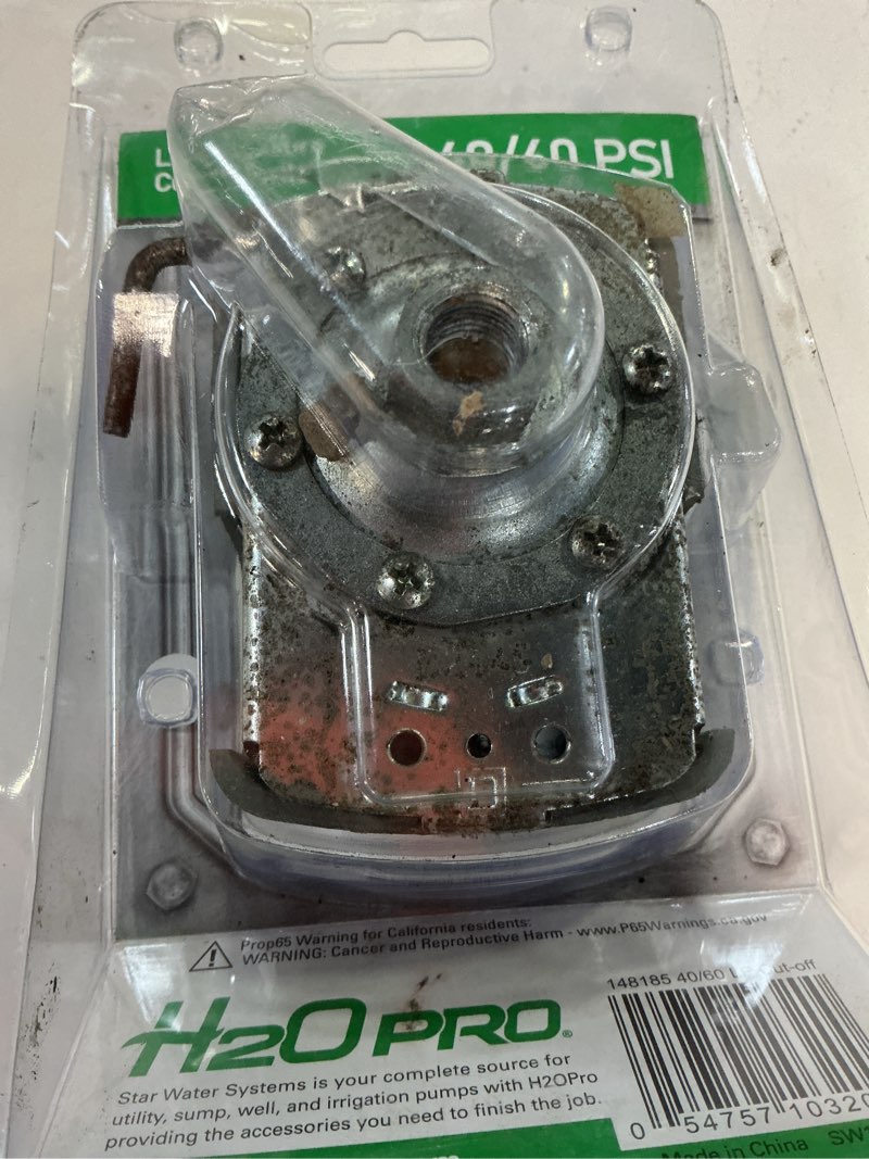 Condition photo showing As Is for h2opro 1/4-in mnpt polyethylene pressure regulator valve