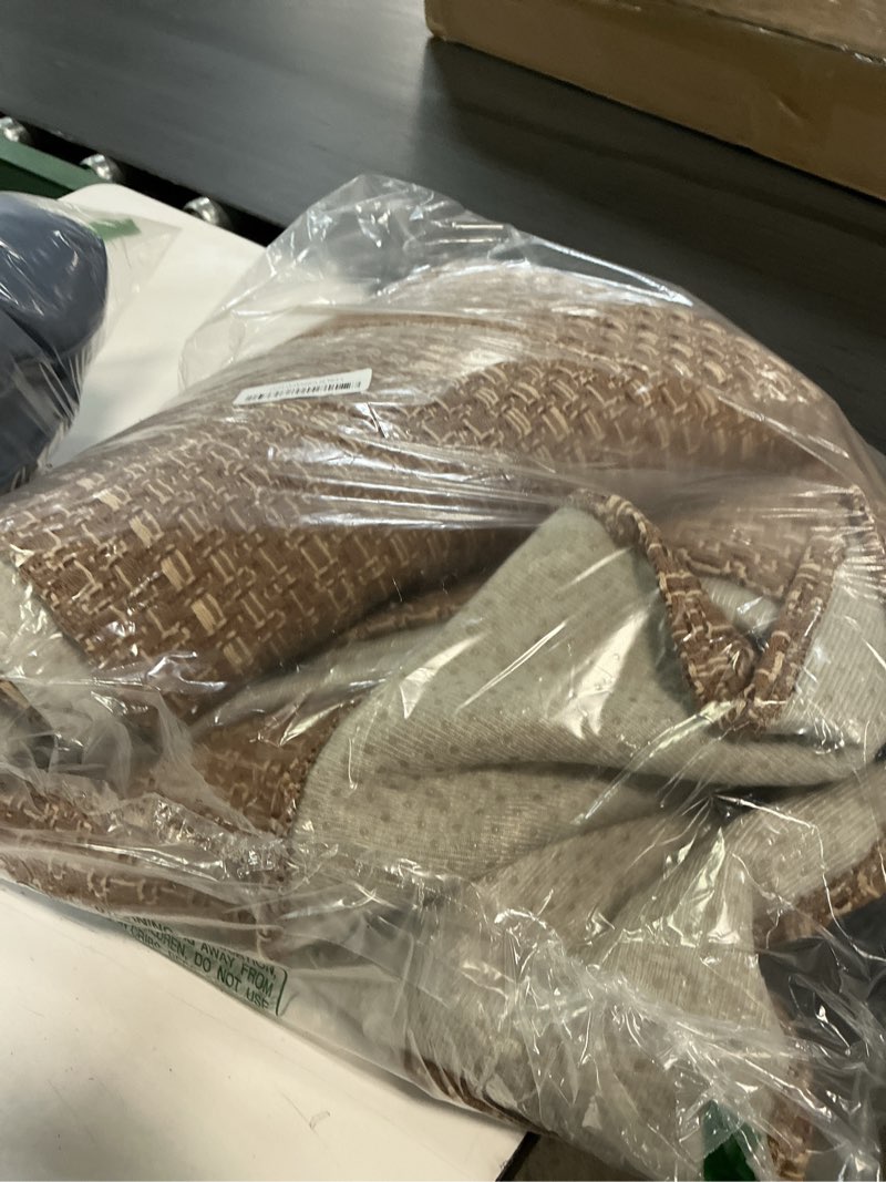 Condition photo showing Good Condition for washable area rug 5x7 ft,rubber backed non slip neutral rugs for living room,office rugs,braided bedroom rug,faux jute rug,indoor floor solid carpets for dining,tan brown 5'x7'(rectangular) brown