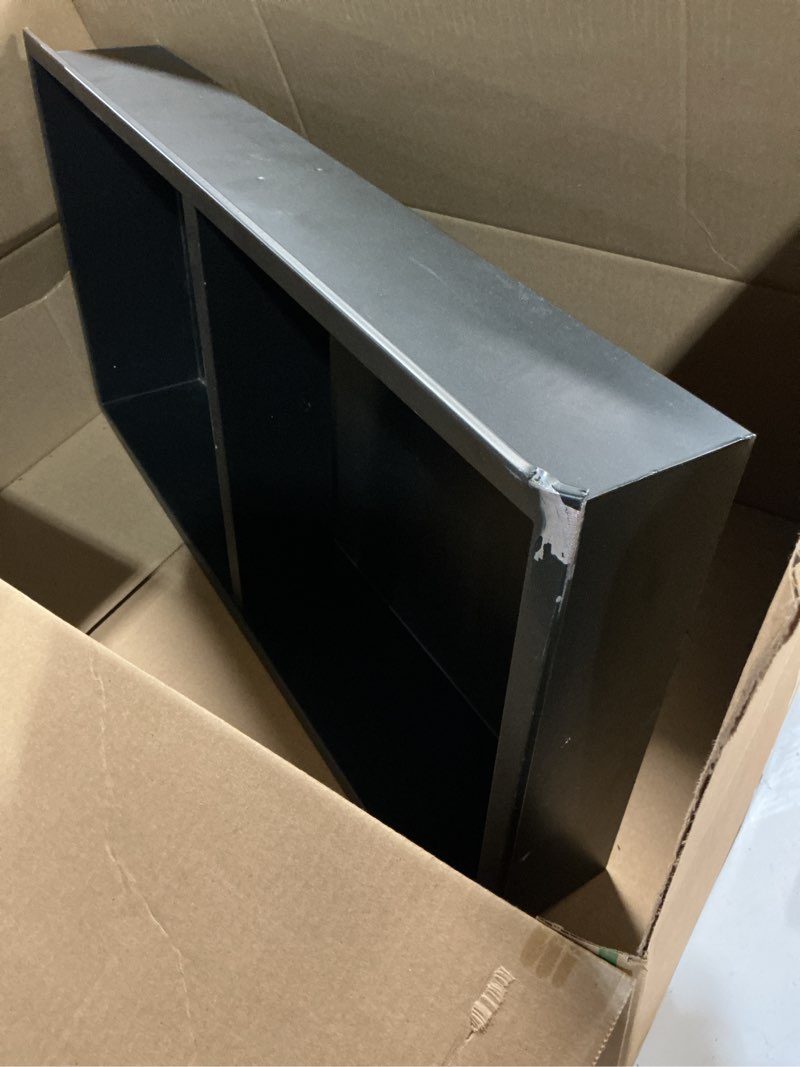 Condition photo showing As Is for No Tile Needed Shower Niche for Bathroom Storage,Recessed Wall Niche,Double Shelves,Stainless Steel(Black, 24 * 12 in) Black 24 * 12 in