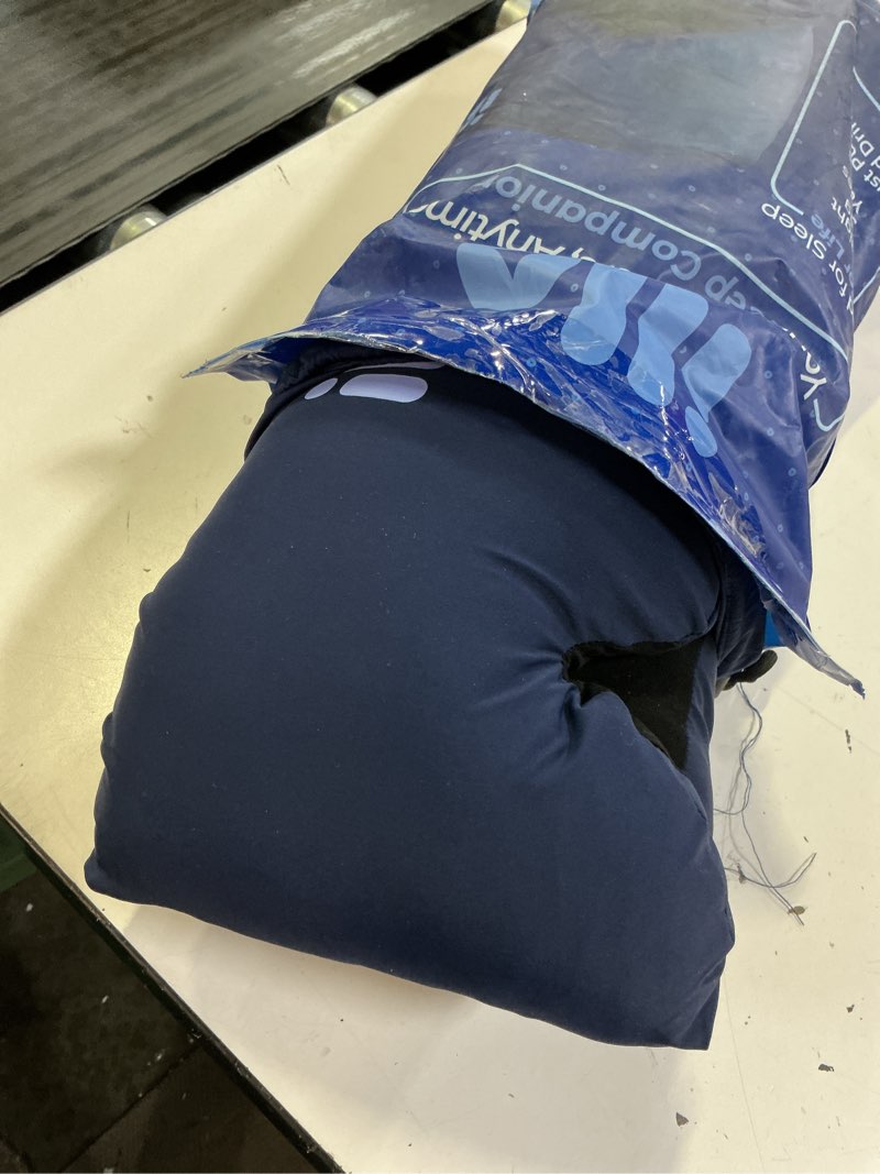 Condition photo showing Good Condition for illo wearable pillow sleep mask | blackout weighted eye mask for sleeping napping & side sleepers | soft mulberry silk blend patented light blocking for travel bed camping airplane work | women & men midnight blue
