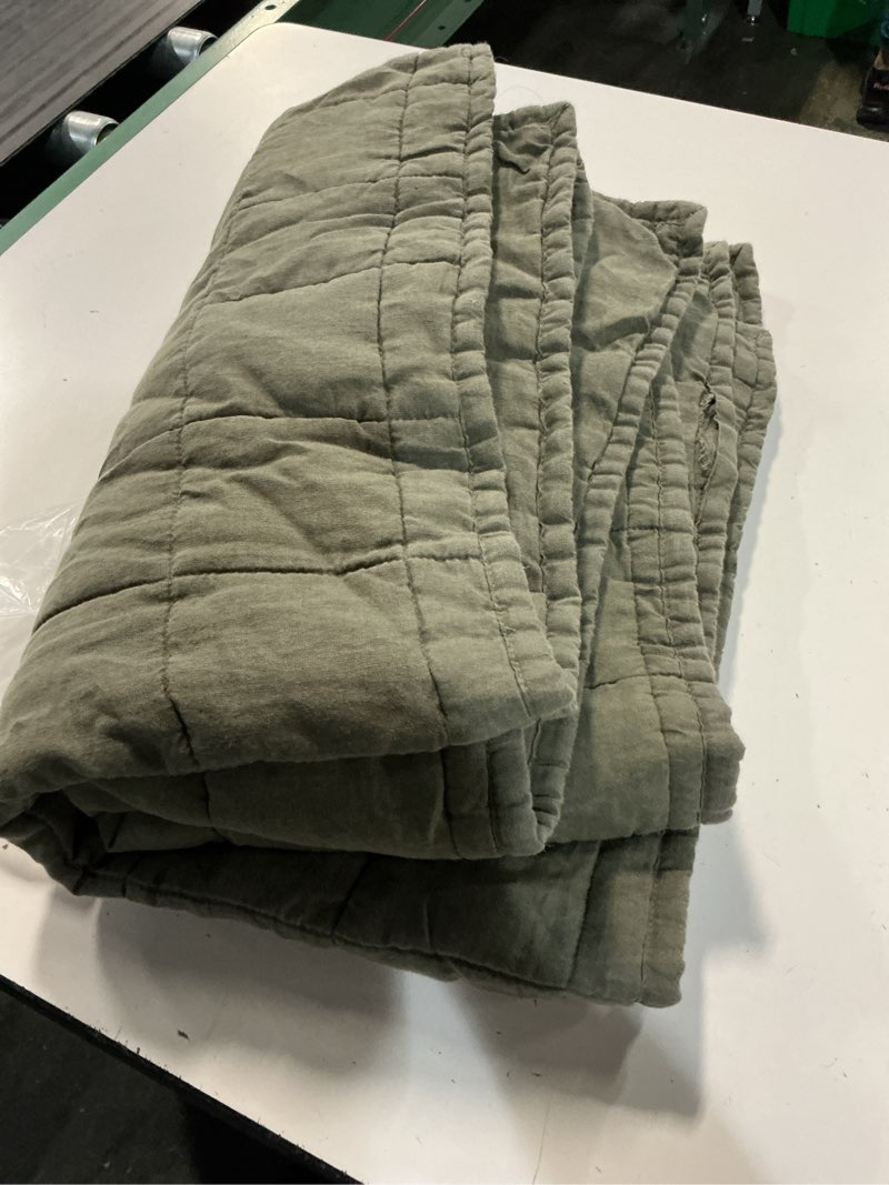 Condition photo showing Good Condition for european linen box quilt set, king/cal king, dusty olive