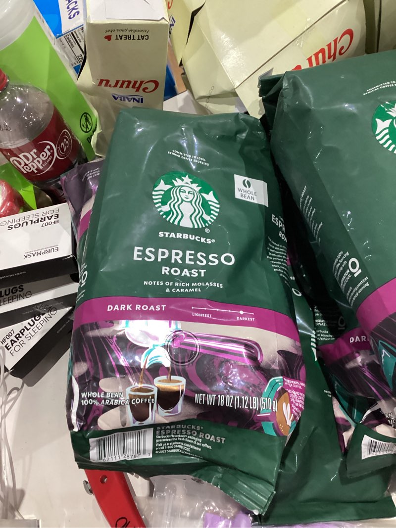 Condition photo showing New/Like New for Starbucks Whole Bean Coffee, Dark Roast Coffee, Espresso Roast, 100% Arabica, 1 bag (18 oz) Espresso 18 Ounce (Pack of 1)
