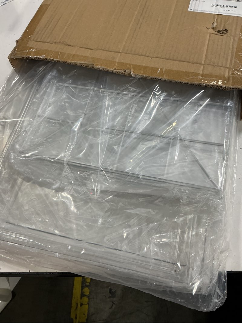 Condition photo showing New/Like New for 2x-large 15.7"x11.8"x9.8" acrylic display case, clear organizer box plastic holder with magnetic door for handbags, purses, boots, figures, book