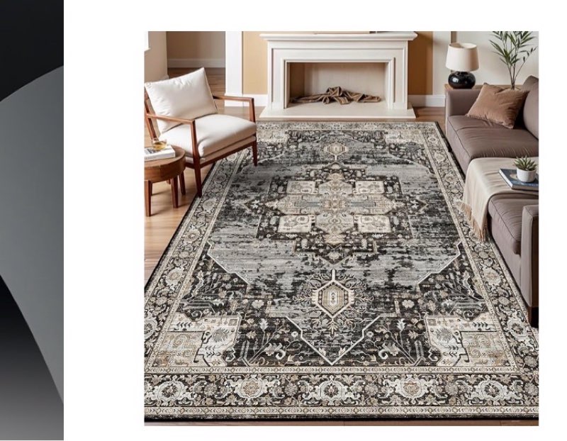 ruugme 7x9 area rug washable - living room area rugs with non slip backing stain resistant carpet indoor soft carpets distressed decoration mat for bedroom dining room 7x9 black