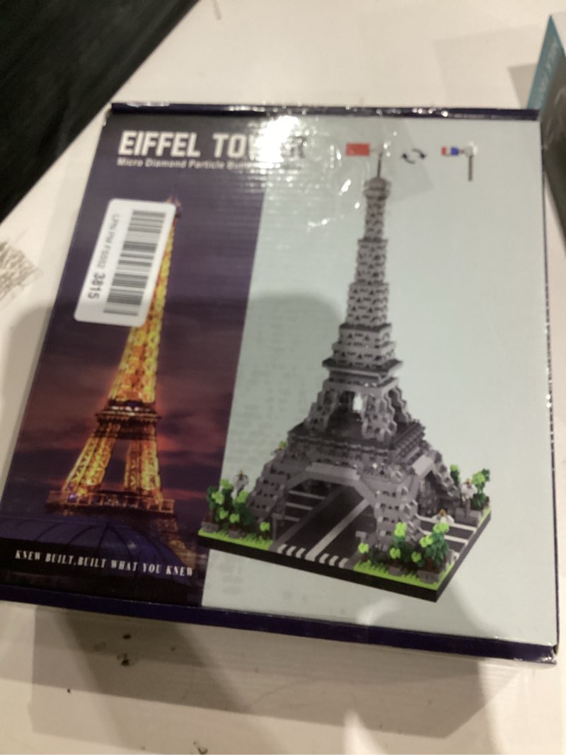 Condition photo showing As Is for Paris Eiffel Tower World Famous Architectural Model Micro Building Blocks Set 3350 Pieces 3D Puzzle Toys Gifts for Kid and Adult