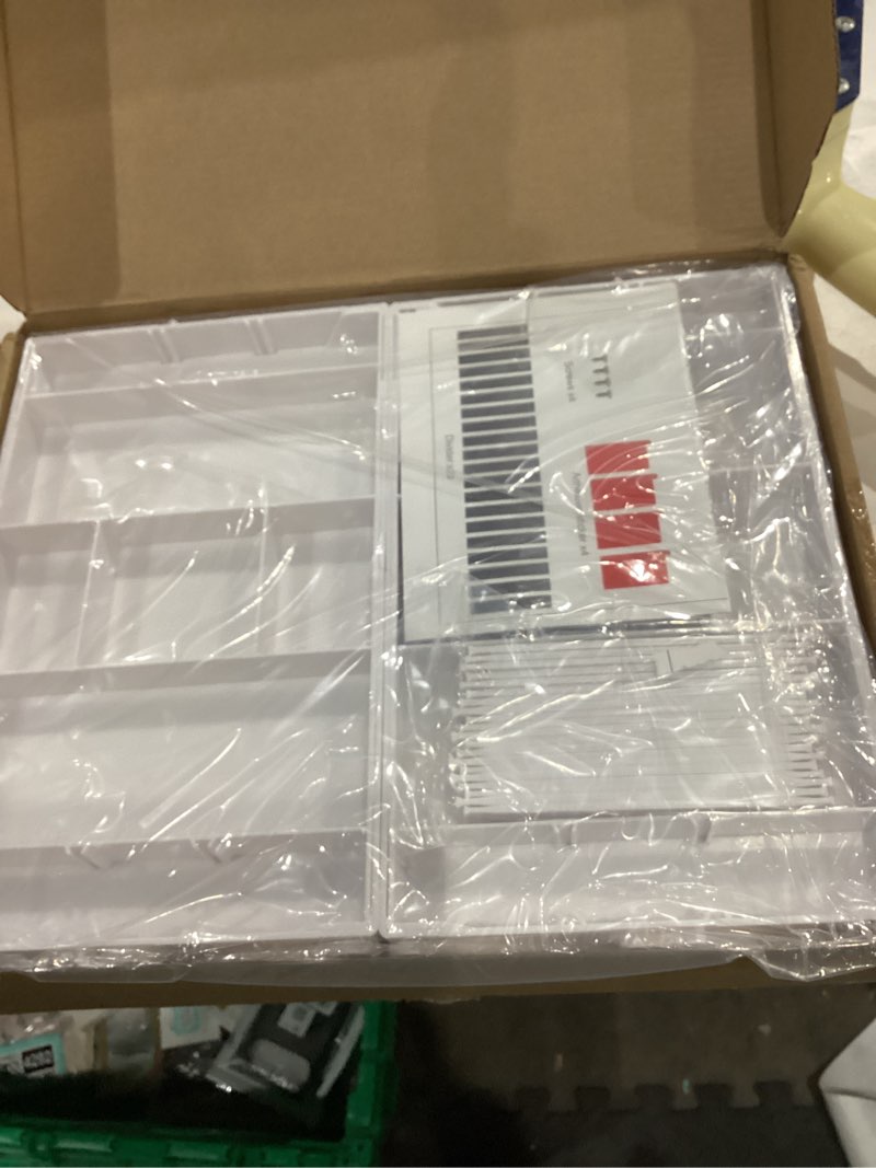 Condition photo showing New/Like New for 3 Tier Drawer Organizer - Expandable Junk Drawer Organizer Smart Office Supply Organizer, Folding Kitchen Tool Storage Multi Level Desk Organizer for Makeup, Jewelry Storage(2 Row 3 Tier, White) White 2 Row 3 Tier