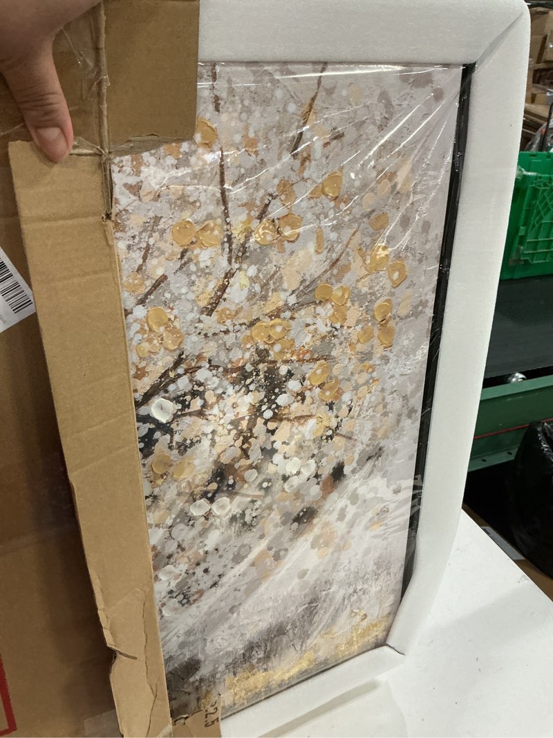 Condition photo showing New/Like New for brown and white framed wall art floral wall prints botanical wall decor nature wall posters 24"x48" pictures for bedroom kitchen artwork 48"l x 24"w gold