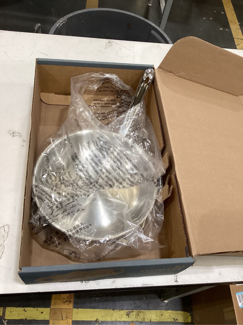 Condition photo showing New/Like New for all-clad d3 3-ply stainless steel fry pan set, 10,12 inch, induction oven and broiler safe to 600f, frying pans, durable kitchen cooking skillets, professional induction cookware, stainless steel stainless steel 10 inch + 12 inch fry pan set