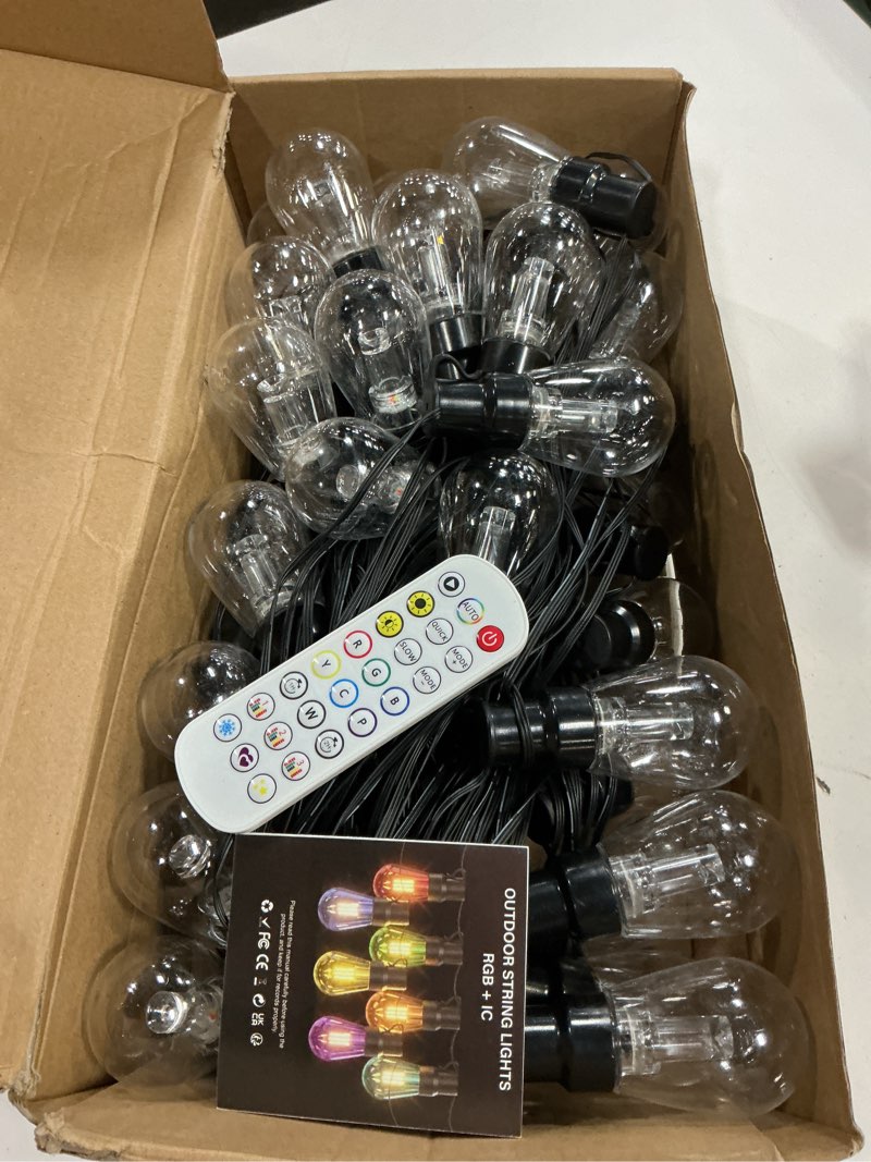 Condition photo showing Good Condition for beizelte outdoor string lights, 150ft rgb+ic outside light dimmable shatterproof led bulbs, ip67 waterproof chasing effect lighting dreamcolor patio strip lights for backyard, balcony, outdoor living