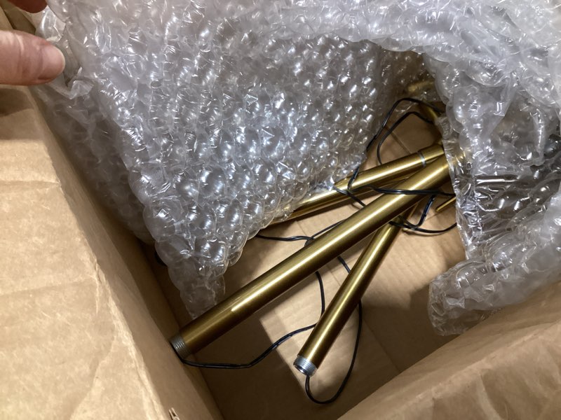 Condition photo showing Good Condition for o’bright dimmable led pharmacy floor lamp, 12w led, full range dimming, 360 degree swing arms, adjustable heights, standing lamp for reading, sewing, and craft, etl listed, antique brass (gold)