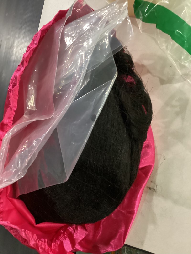 Condition photo showing Good Condition for beauty forever yaki straight human hair wig with wispy bangs glueless wig for women 150% density machine made wig natural black no lace no glue beginner friendly ready to wear 14inch 14 inch natural color yaki straight bangs wig machine made 150% density