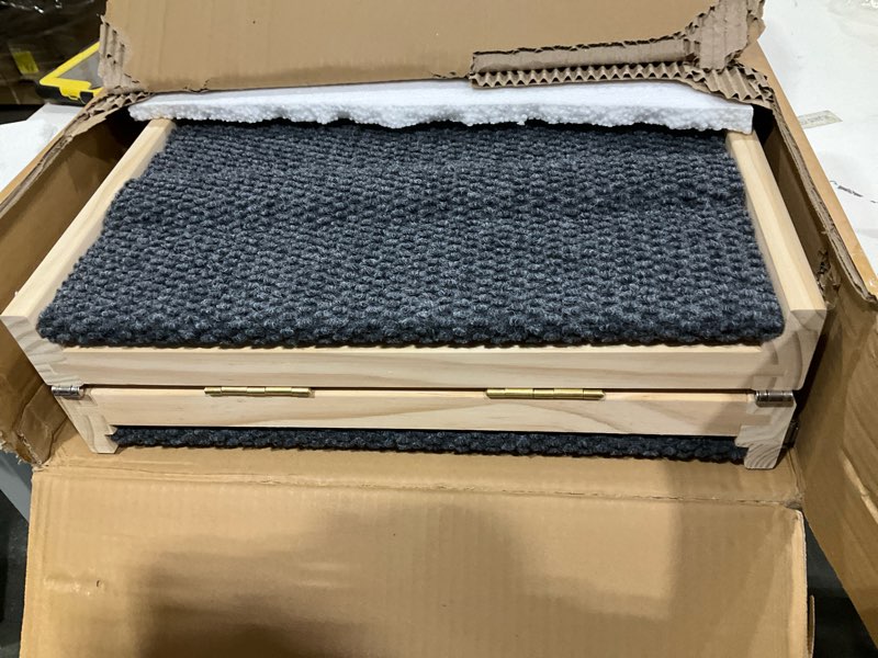 Condition photo showing New/Like New for  Dog Ramp for Bed, 64\" Long Foldable Pet Ramp for Small Large Dogs, Dog Ramps for High Beds Car, High Traction with Platform 6 Adjustable Heights 24\" to 30\" Up to 220LBS, Wood Wood 64\"X 17inch