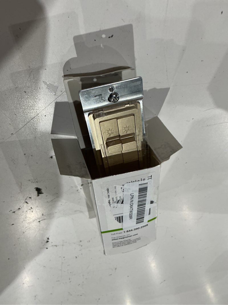 Condition photo showing As Is for topgreener elite series kalide dual load dimmer light switch, double led dimmer switch, full range dimming, single pole, 120vac, 60hz, 200w led/cfl, neutral wire not required, tgdds-gd, gold dual dimmer switch gold 1