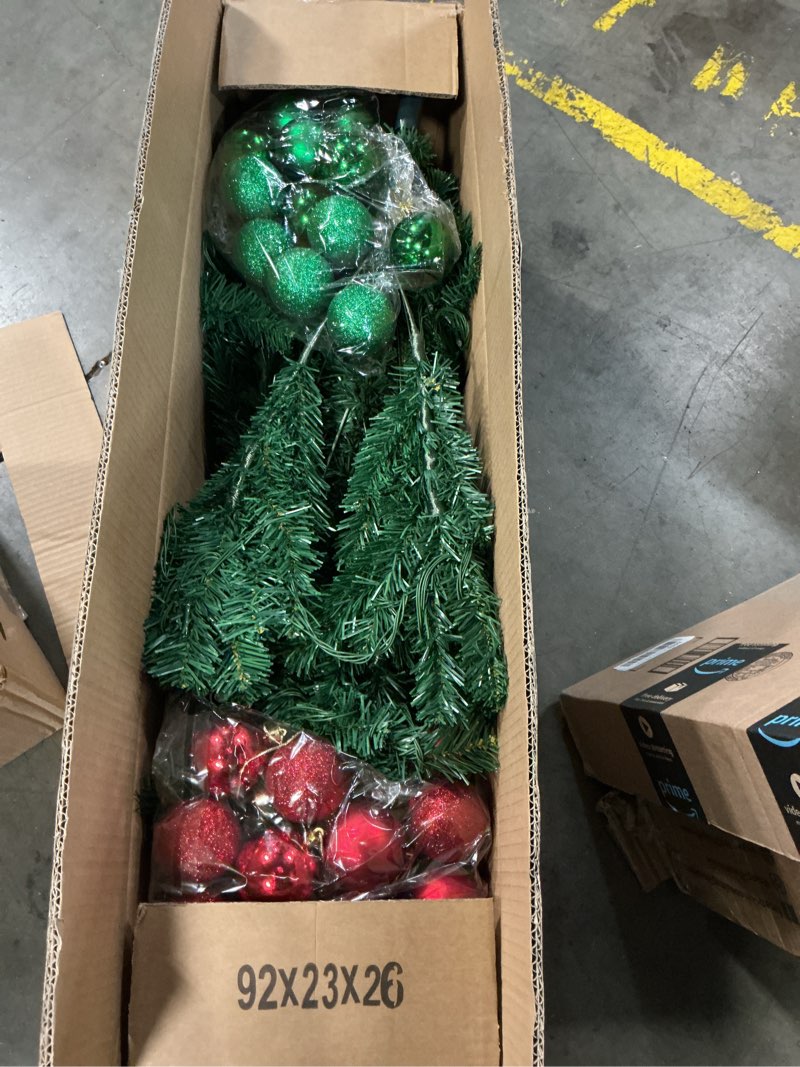 Condition photo showing Good Condition for 31 Pcs 6 Ft Artificial Christmas Tree with 200 LED Warm White String Lights 40 Red and Green Ball Ornaments Fake Xmas Tree with Metal Stand for Indoor Outdoor Home Office Xmas Holiday Party Decoration Red and Green 6Ft