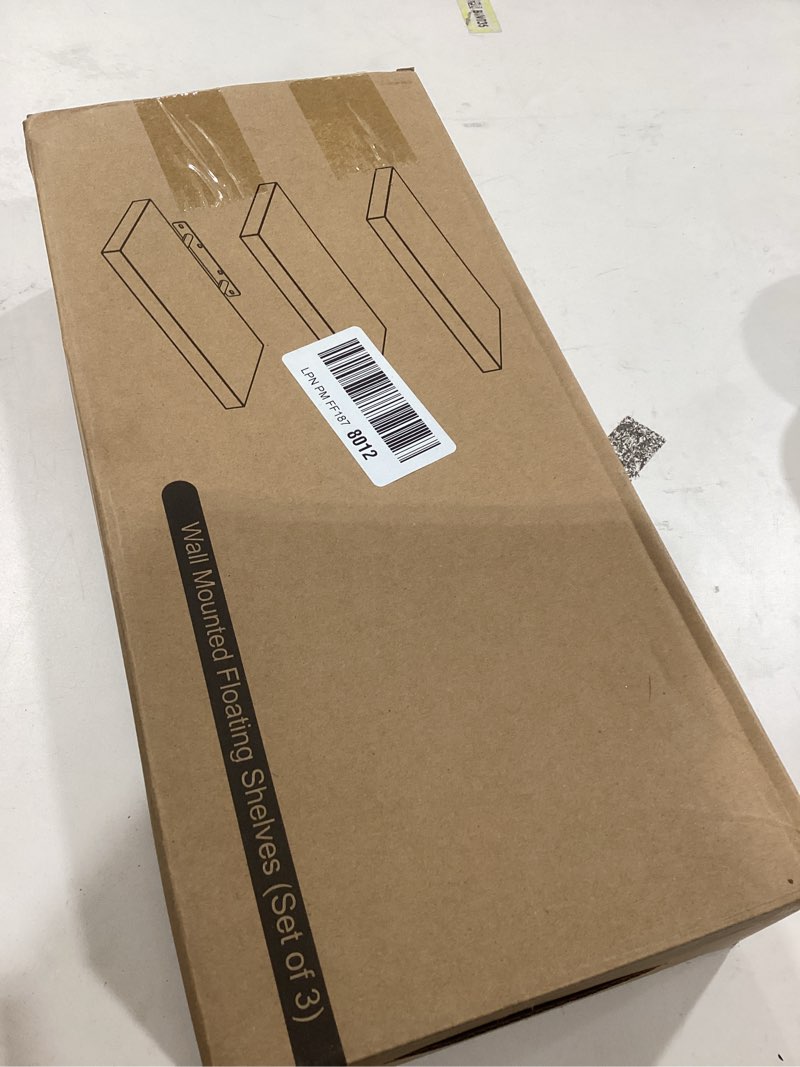 Condition photo showing Good Condition for BAYKA Floating Shelves for Wall, Wall Mounted Rustic Wood Shelves for Bathroom, Bedroom, Living Room, Kitchen, Hanging Shelf for Books/Storage/Room Decor with 22lbs Capacity (Black, Set of 3, 15.7in) A. Black - Universal Classic Style 3 15.7inches